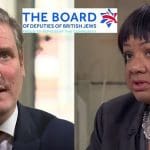 Keir Starmer, Diane Abbott and the Board of Deputies of British Jews logo