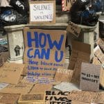 Protest banners in Bristol