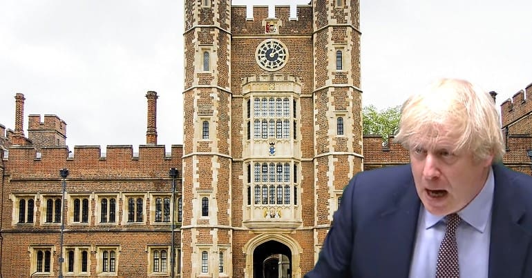 Eton College and Boris Johnson looking shocked