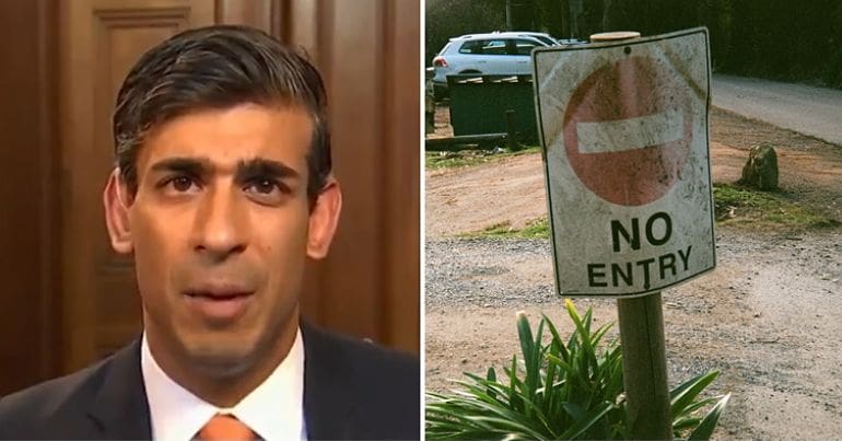 Rishi Sunak & No Entry sign