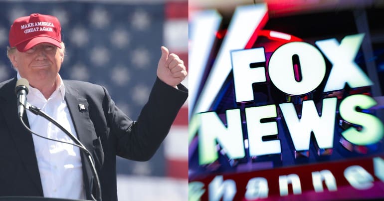 US President Donald Trump and the Fox News logo