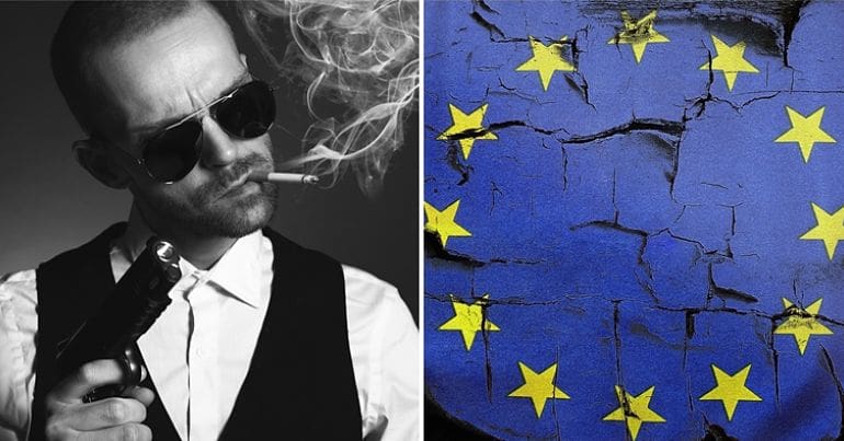 Mobster & broken EU flag