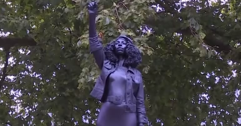 The statue of Jen Reid, a Black Lives Matter protestor, in Bristol