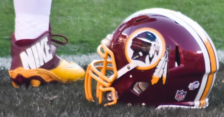 A Washington Redskins helmet