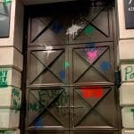 Elbit HQ London splattered in paint