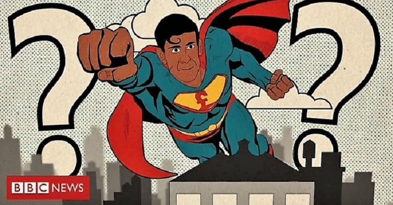 A BBC cartoon with Rishi Sunak as Superman