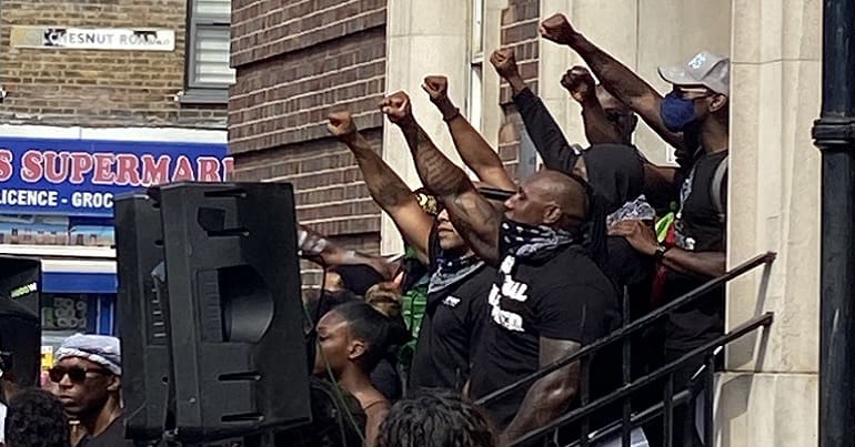 A demo outside Tottenham police