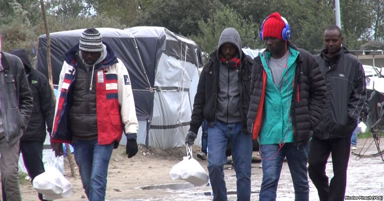 Sudanese refugees at the "jungle" camp in Calais, France, Oct. 2015