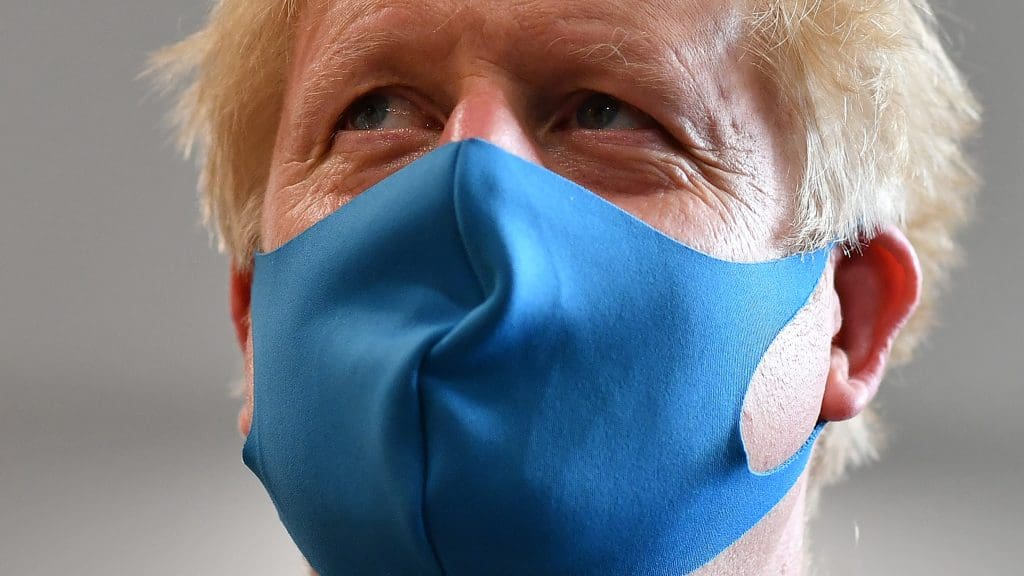 Boris Johnson in a mask