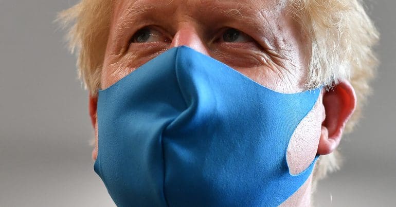 Boris Johnson in a mask
