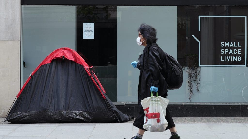 A tent on a high street