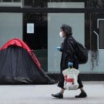 A tent on a high street