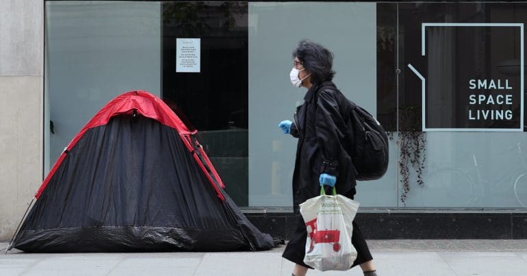 A tent on a high street