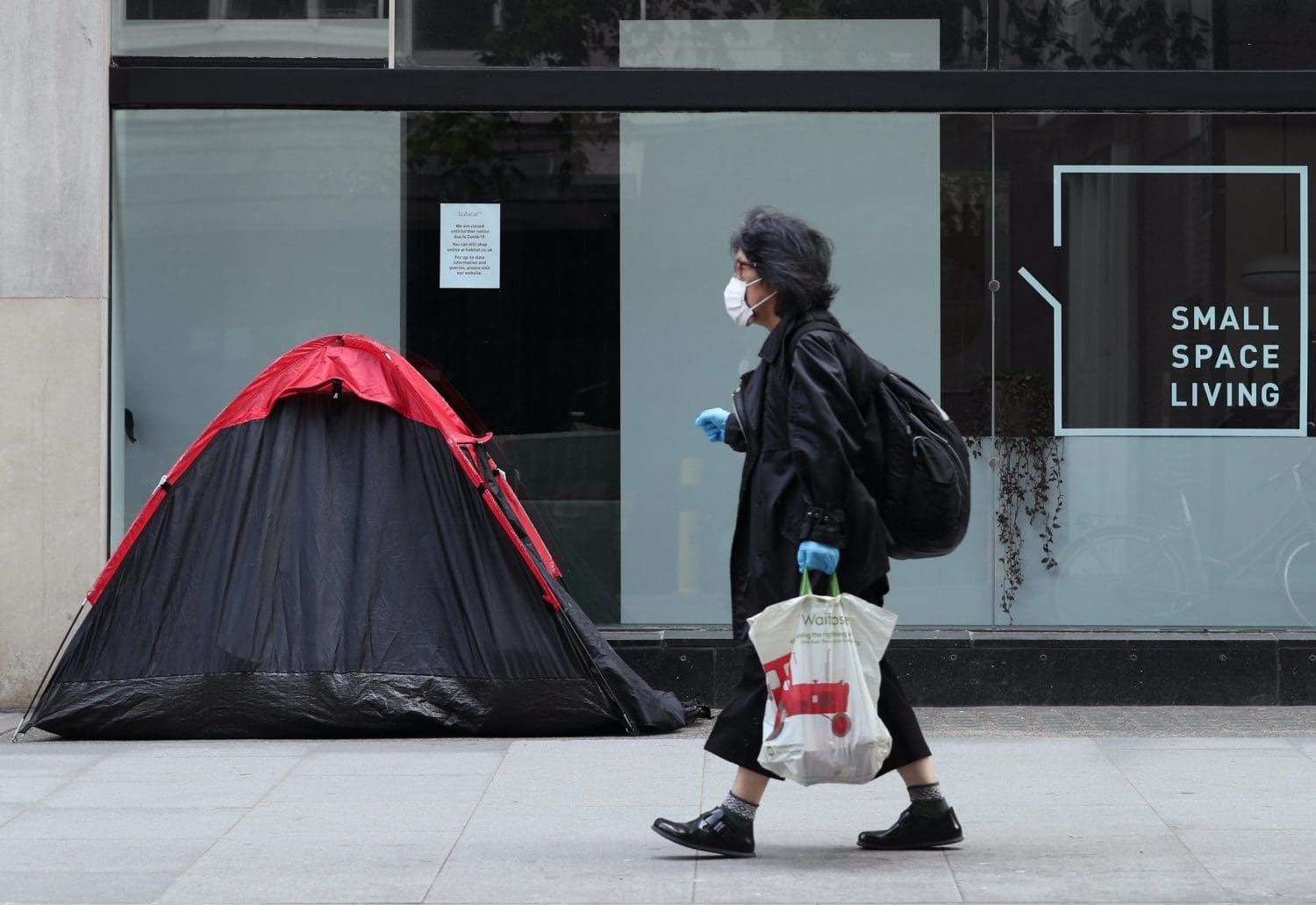 A tent on a high street