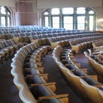 An empty university lecture hall