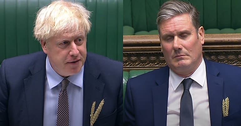 Boris Johnson and Keir Starmer at PMQs