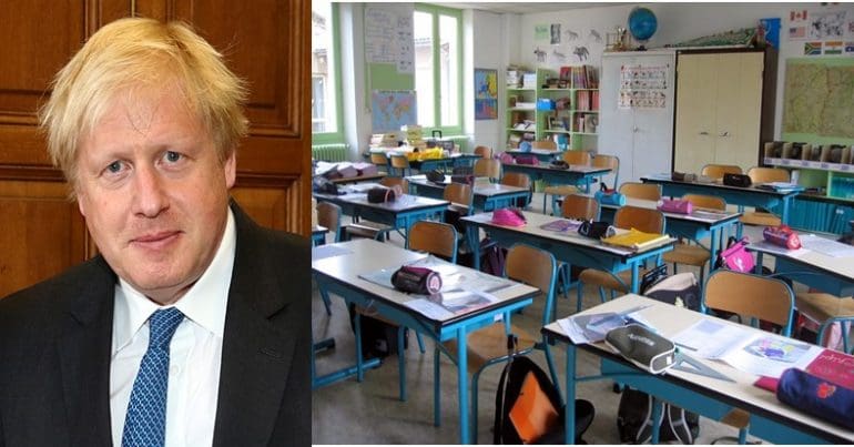 Boris Johnson and an empty classroom