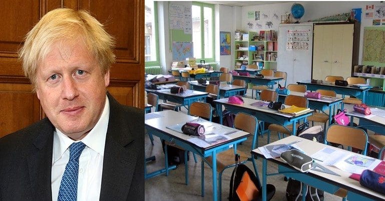 Boris Johnson and an empty classroom