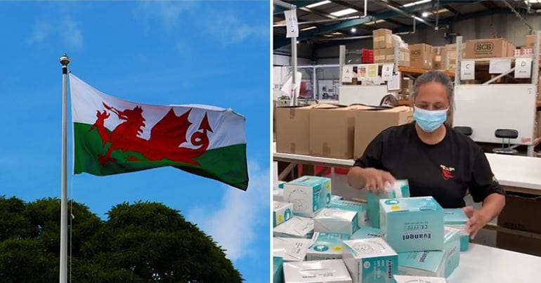 Welsh flag and face masks
