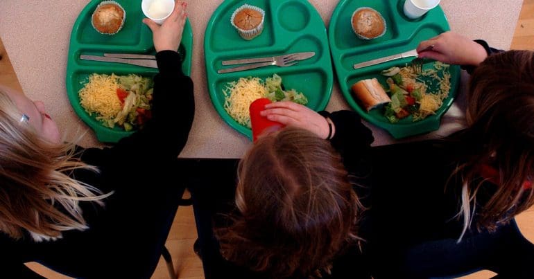 Children eating school meals