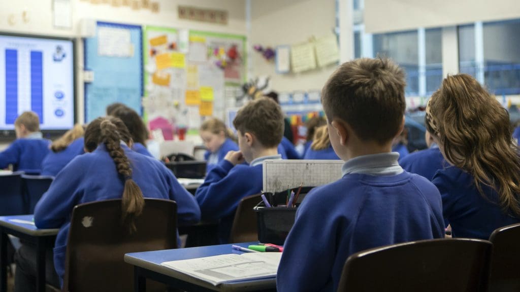 Primary school children in class