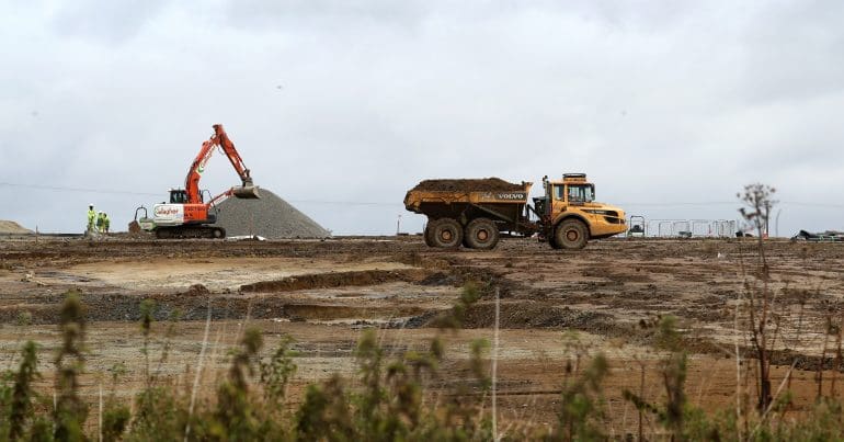 An under construction lorry park