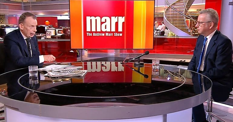 Andrew Marr interviewing Michael Gove on Sunday 18 October