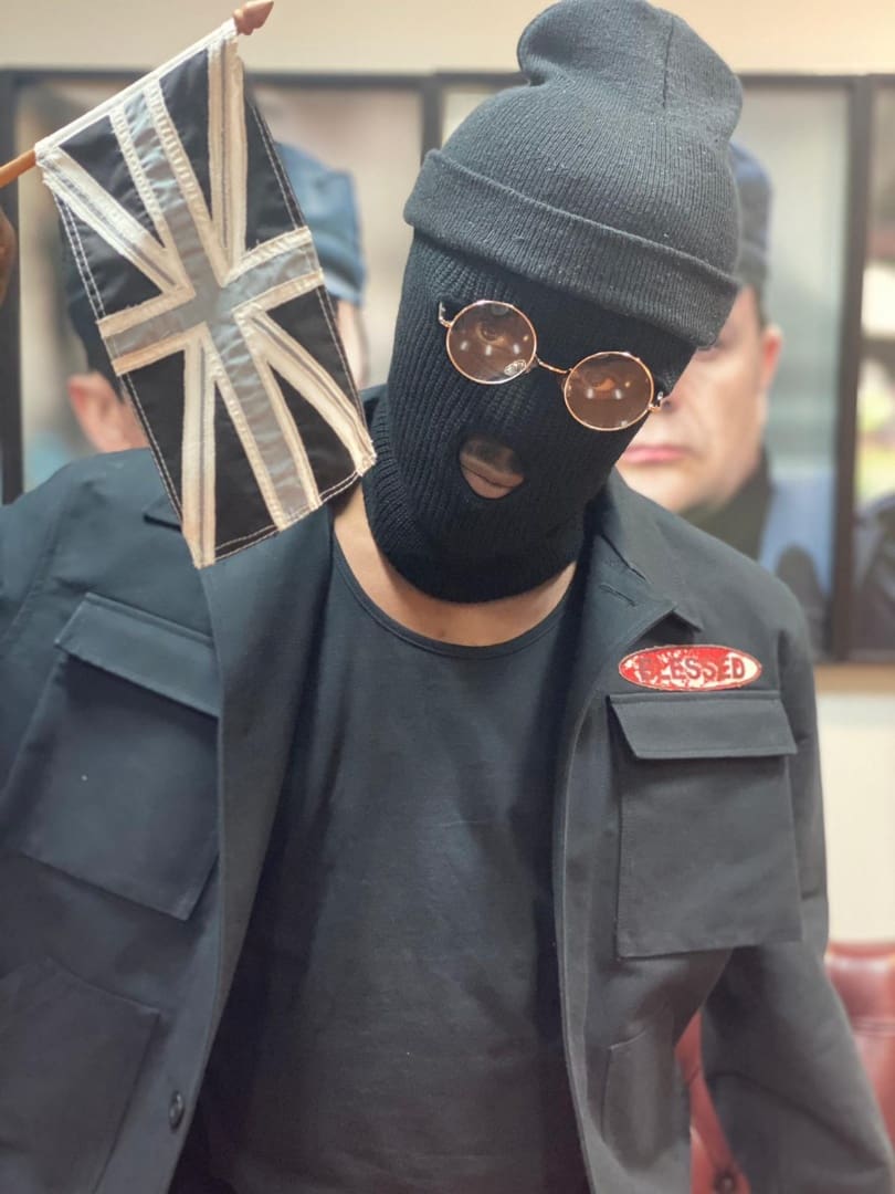 Drillminister with an altered Union Jack