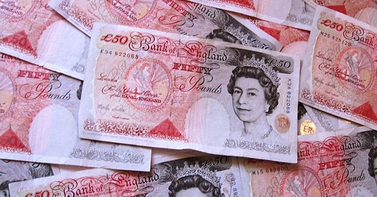 A pile of £50 notes