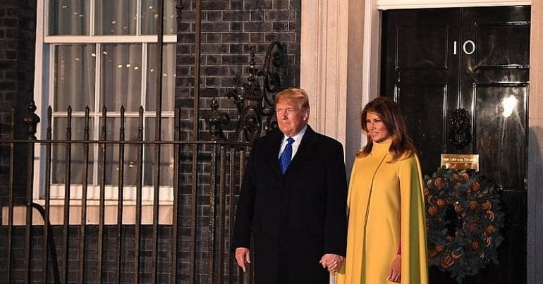 Donald Trump and Melania outside Downing Street