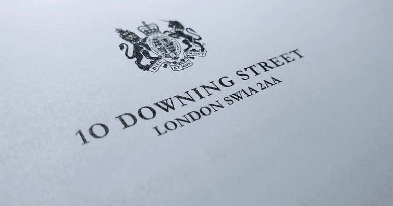 A Downing Street letter header