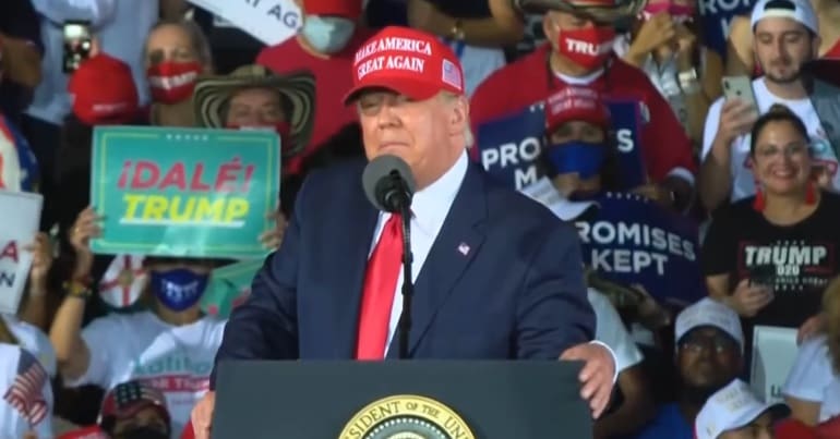 Donald Trump speaking at a Florida rally