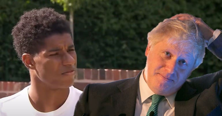 Marcus Rashford and Boris Johnson