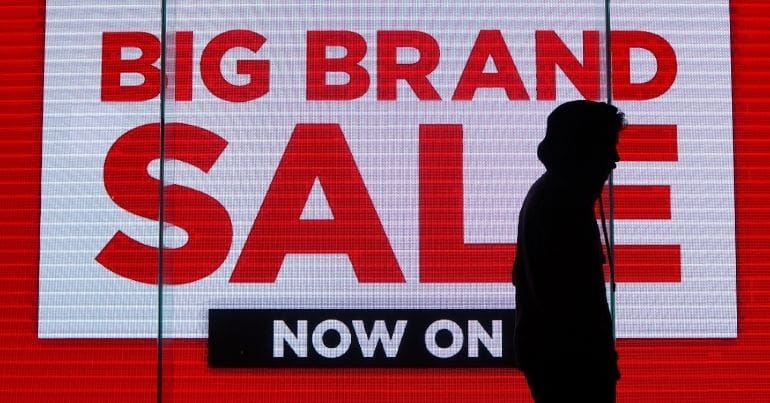 Sale sign in shop window