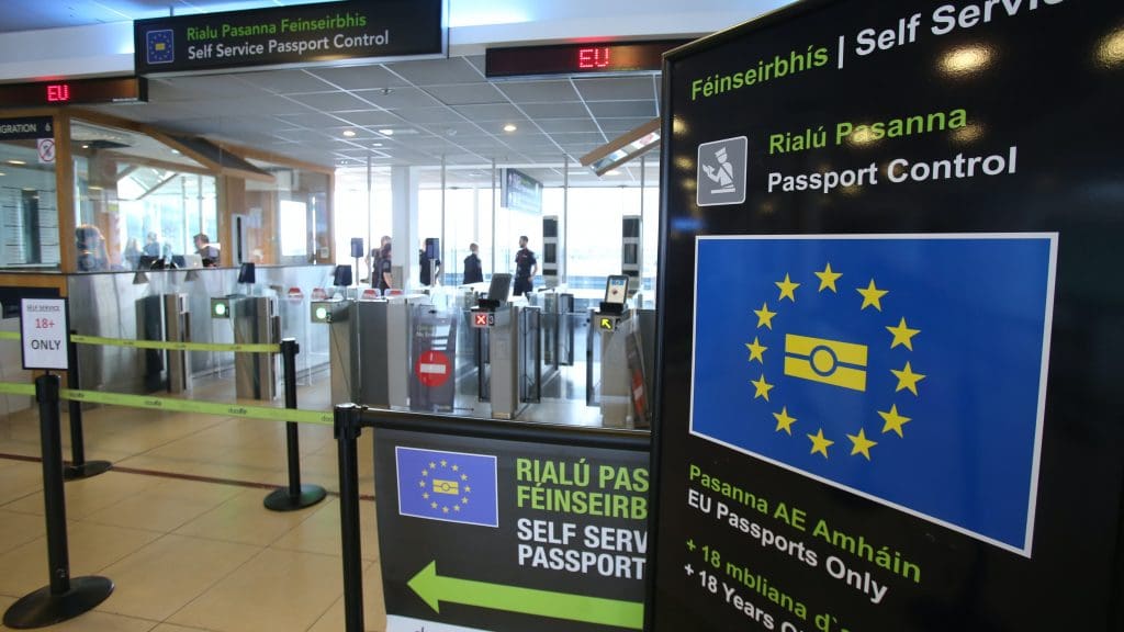 An EU checkpoint at an airport