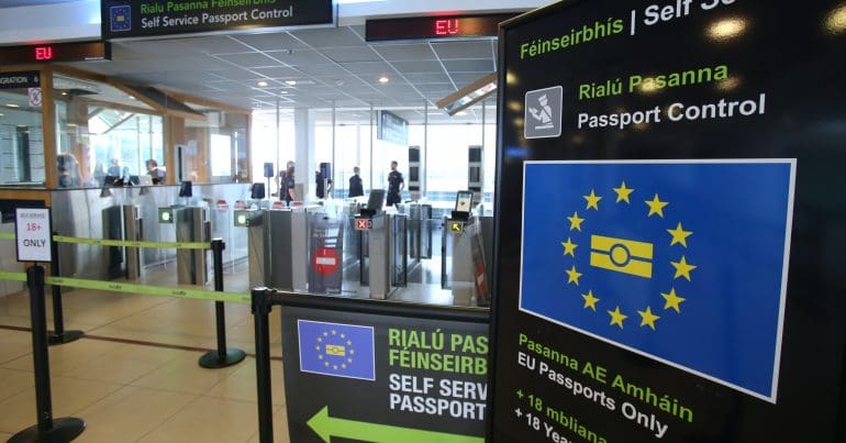 An EU checkpoint at an airport