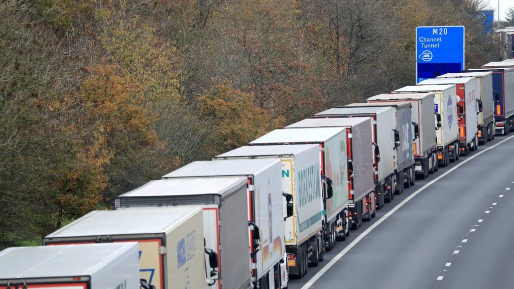 A queue of lorries