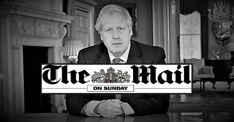 Boris Johnson and the Mail on Sunday logo