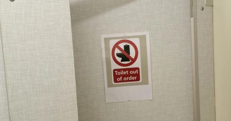 An out of order toilet at Penally - Photo provided by CROP (with permission)