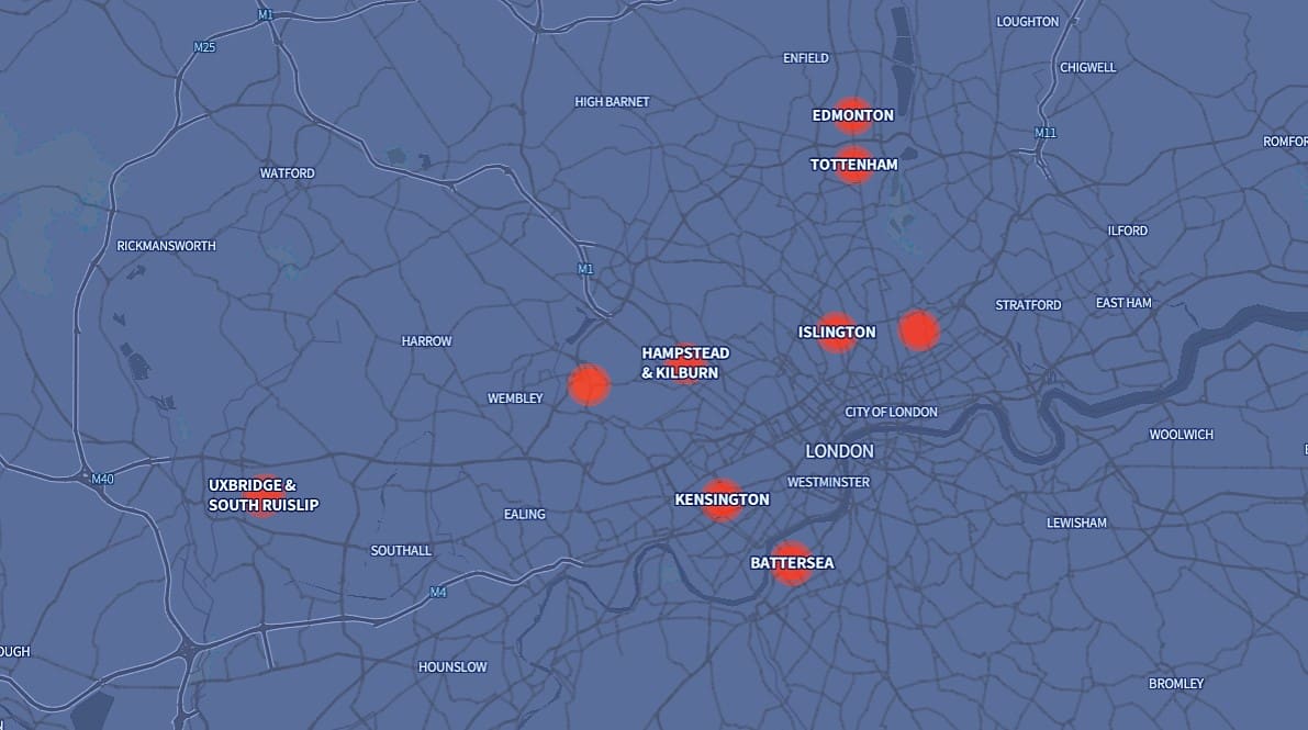 London CLPs on a map