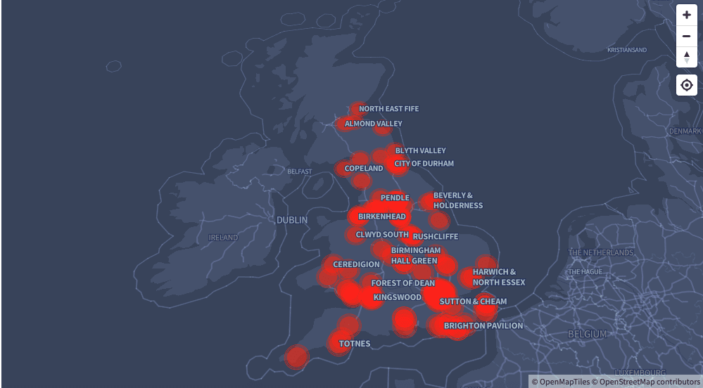 A map of CLPs protesting the Labour leadership