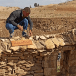 Rashid Khudairy of jordan Valley Solidarity taking part in construction work in Wadi al Maleh