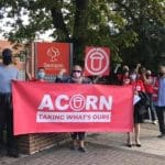 Acorn Swindon outside Civic Offices on the way to speak to the Council