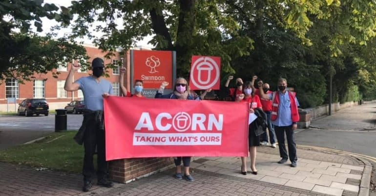 Acorn Swindon outside Civic Offices on the way to speak to the Council