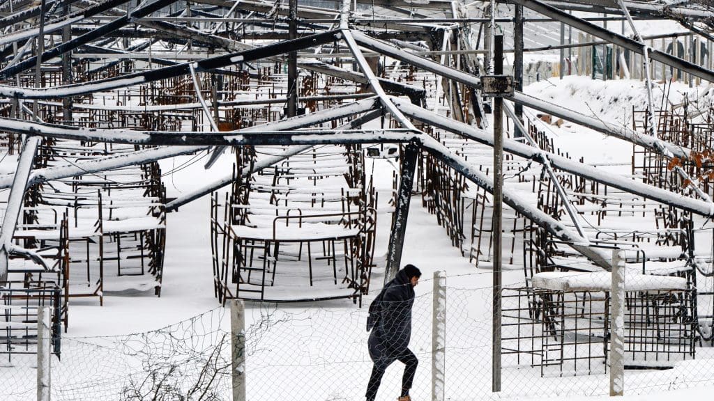 A burned down refugee centre in Bosnia