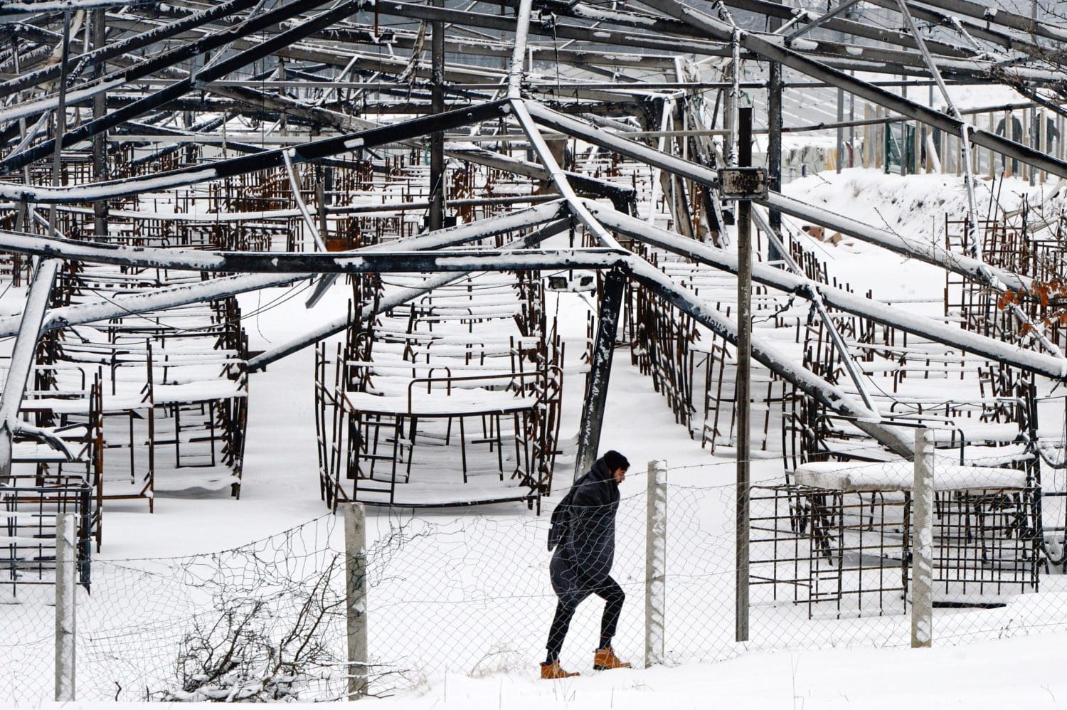 A burned down refugee centre in Bosnia