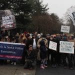 Protesters outside the British Embassy in Washington