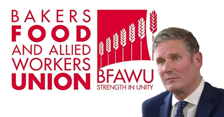BFAWU logo and Keir Starmer
