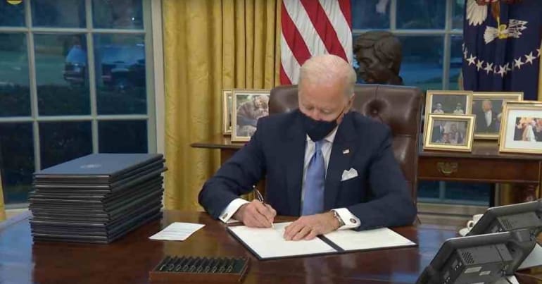 Biden in his first day in office