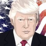Donald Trump in front of a US flag